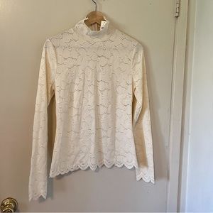 ANTHROPOLOGIE Lace Turtleneck Long Sleeve